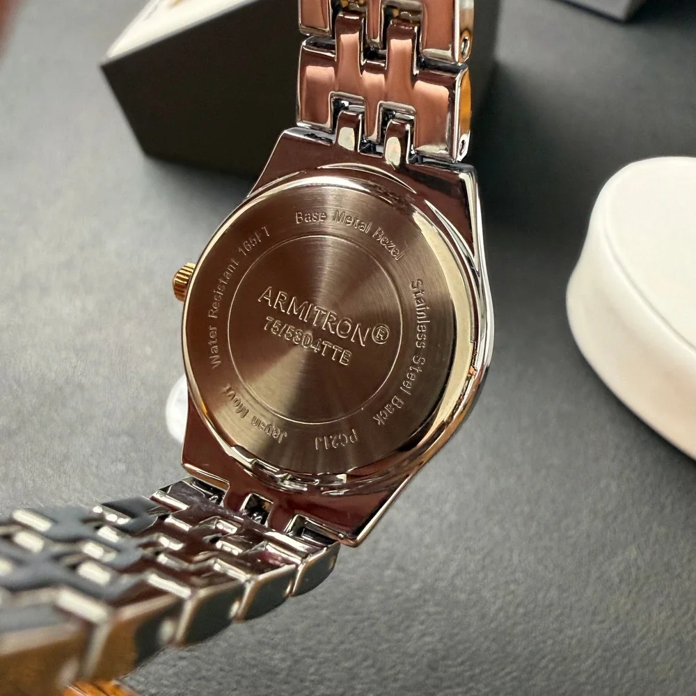 MSRP $65 Armitron 75/5304TTB‎ Women's Two Tone Bracelet Quartz Watch New Batter